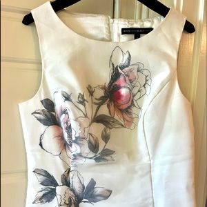 White House Black Market White Floral Sleeveless Sheath Top